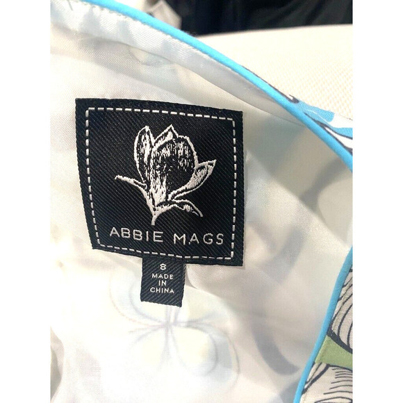 Abbie Mags -short sleeve zip lined tropical floral cotton dress women's size 8 - Picture 4 of 4